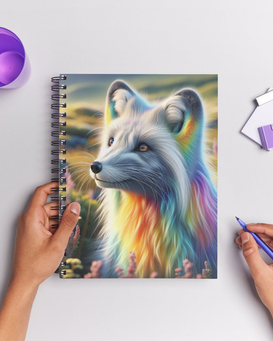 Spiral Notebook - Rainbow Arctic Fox at Sunset