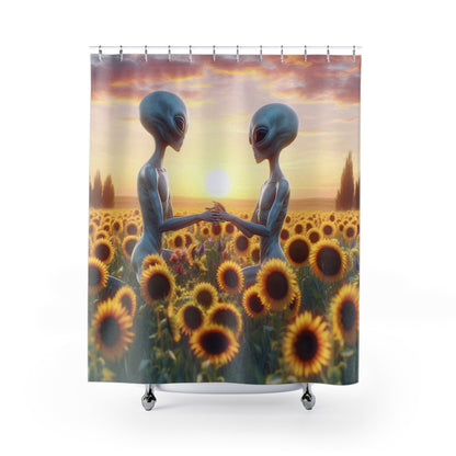 Aliens in Love Shower Curtain