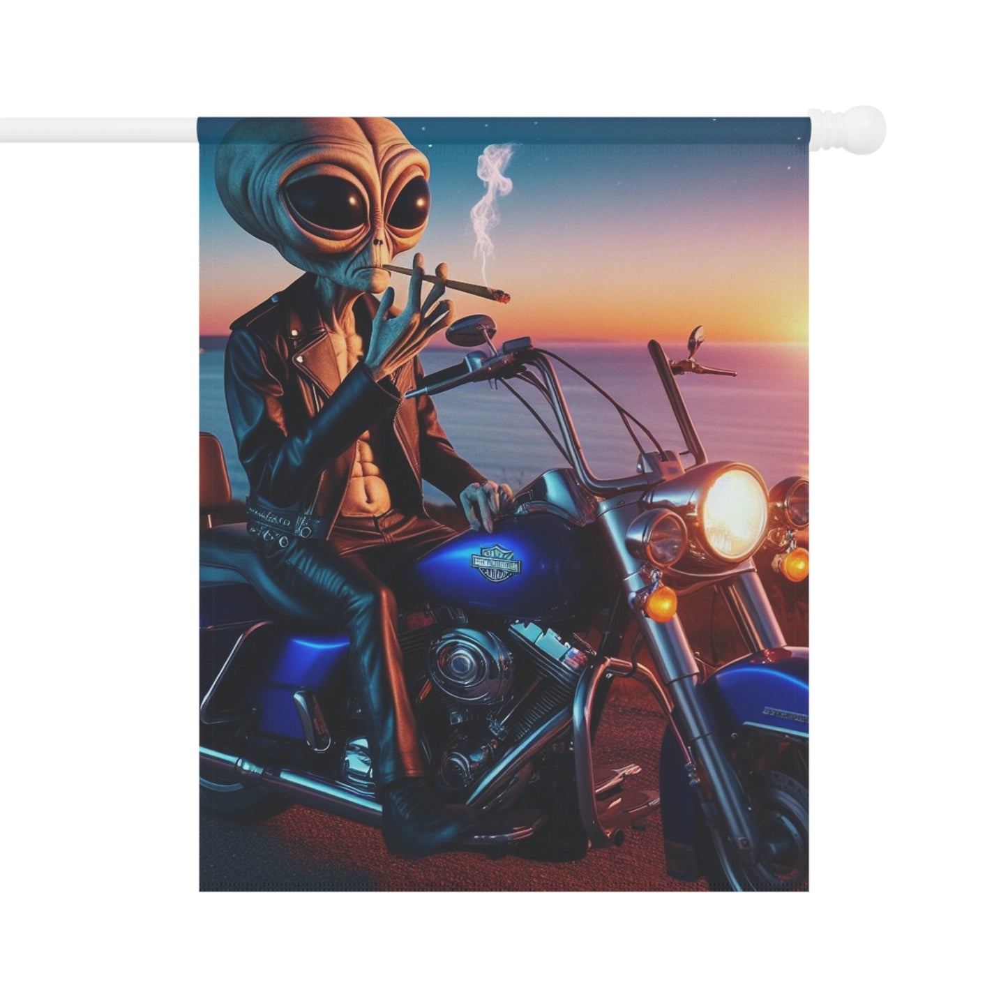 Alien Biker Garden & House Banner