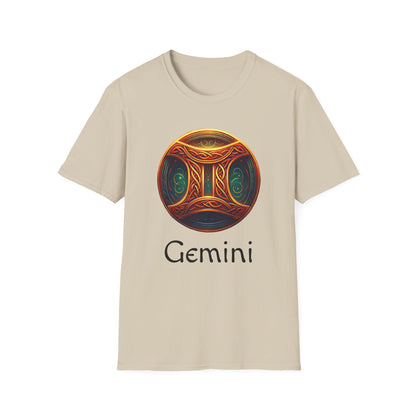 Celtic Design Astrological Symbol Unisex Soft style T-Shirt-Gemini