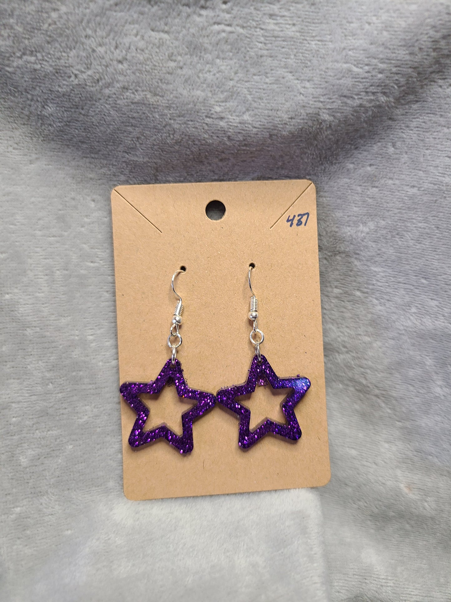 Pink Glitter Stars Earrings