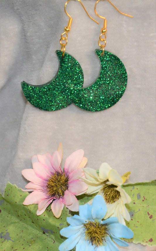 Moons Galore! Kelly Green Earrings