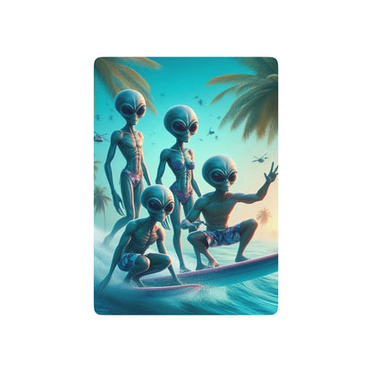 Aliens Surfing Playing Cards