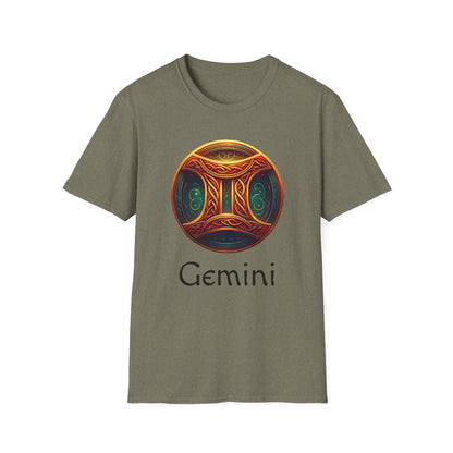 Celtic Design Astrological Symbol Unisex Soft style T-Shirt-Gemini