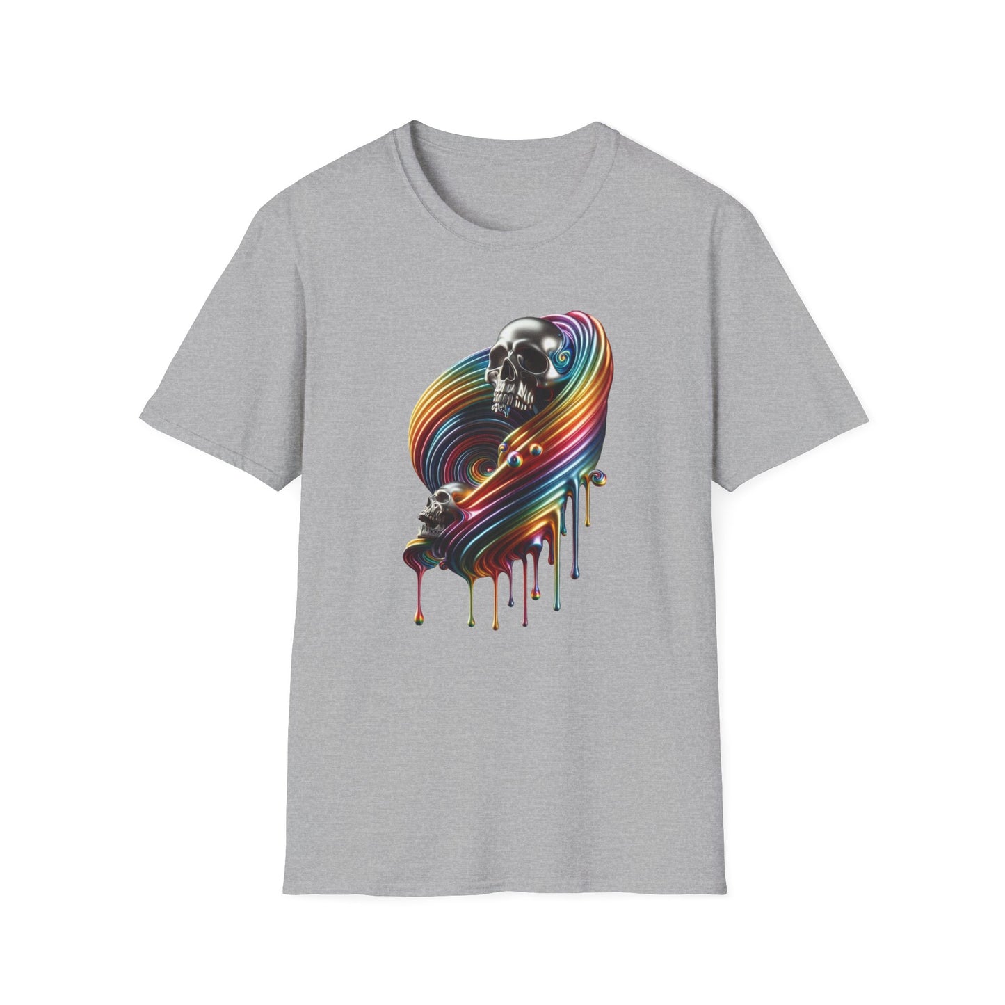 Metallic Rainbow Drip Skull T-Shirt - Gay Pride