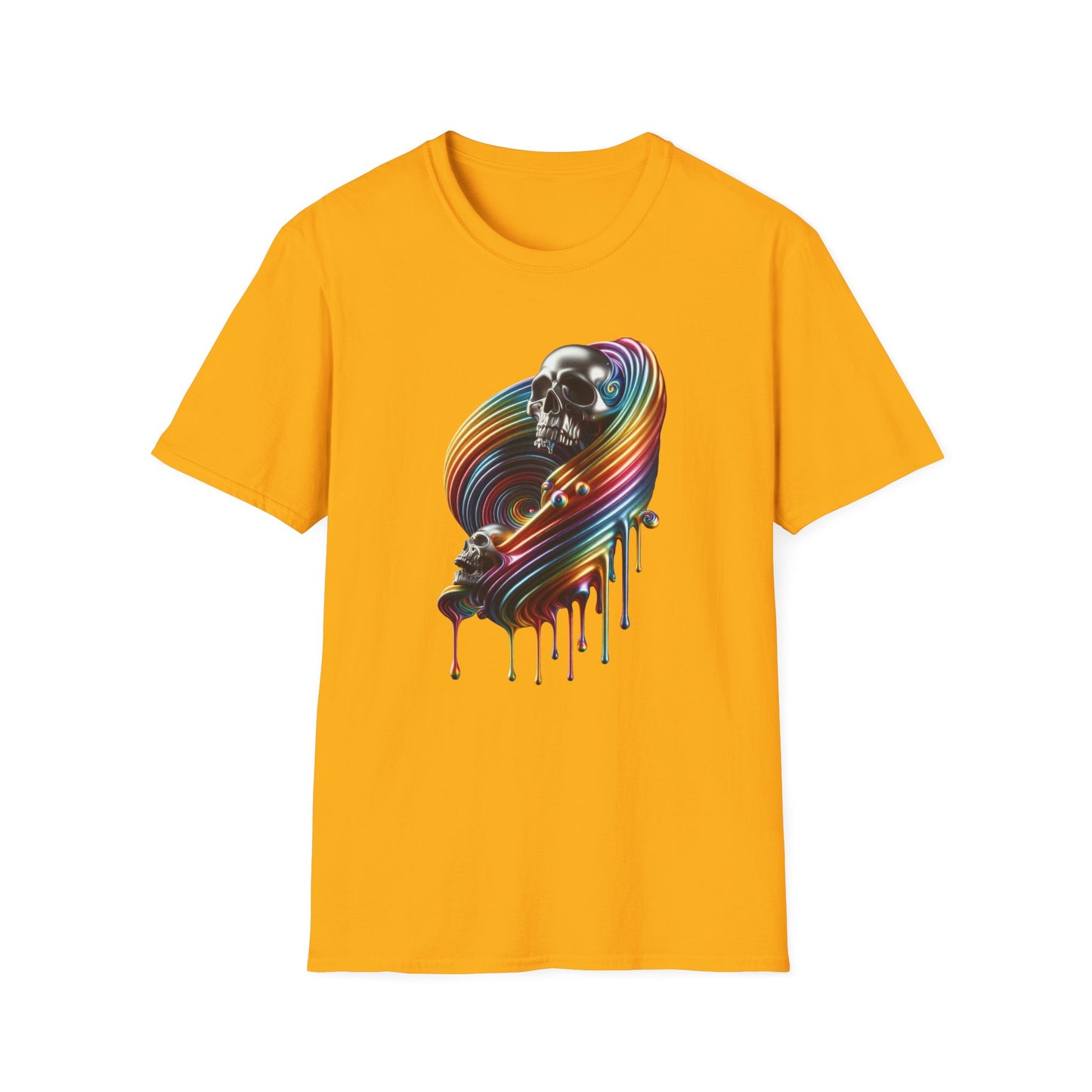 Metallic Rainbow Drip Skull T-Shirt - Gay Pride