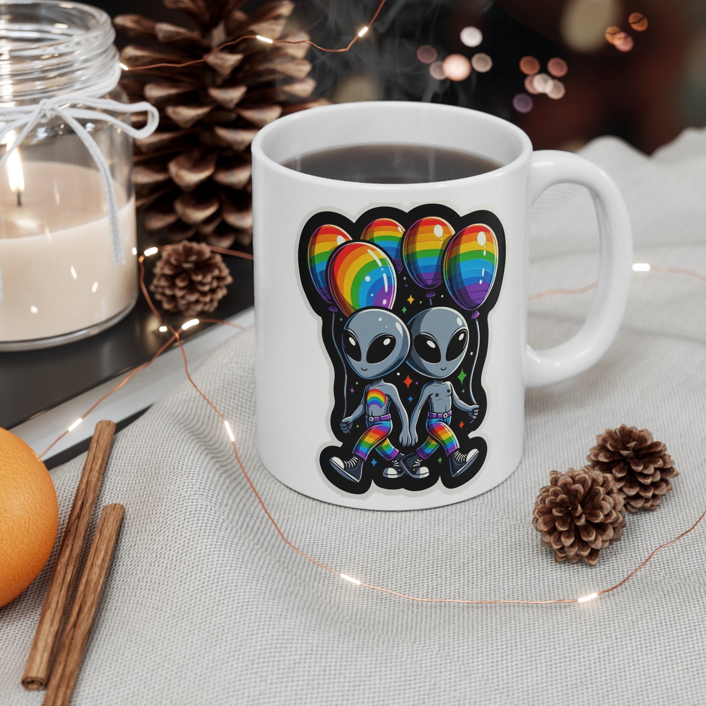 PRIDE Aliens with Balloons Mug