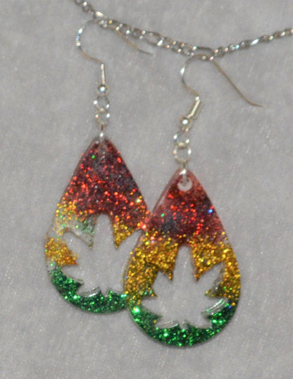 Rasta Colored Canabis Earrings