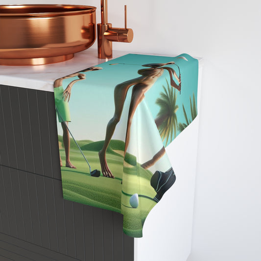 Aliens Golfing Hand Towel