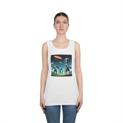 Tank Top with Aliens Playing Disc Golf Design