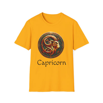 Celtic Design Astrological Symbol Unisex Soft style T-Shirt-Capricorn