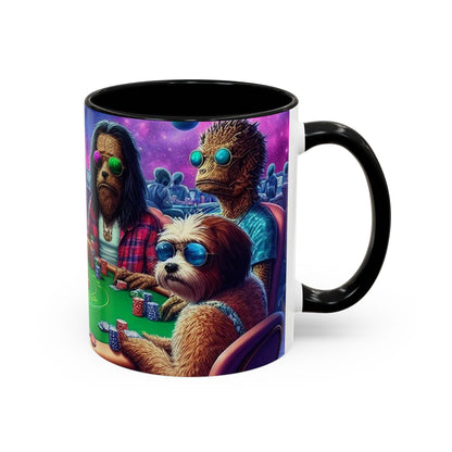 Aliens and Dogs Playing Poker Accent Coffee Mug