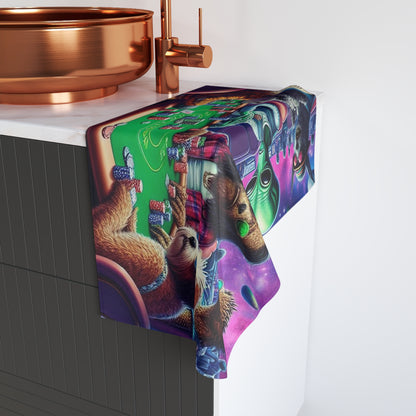 Dogs & Aliens Playing Poker Hand Towel