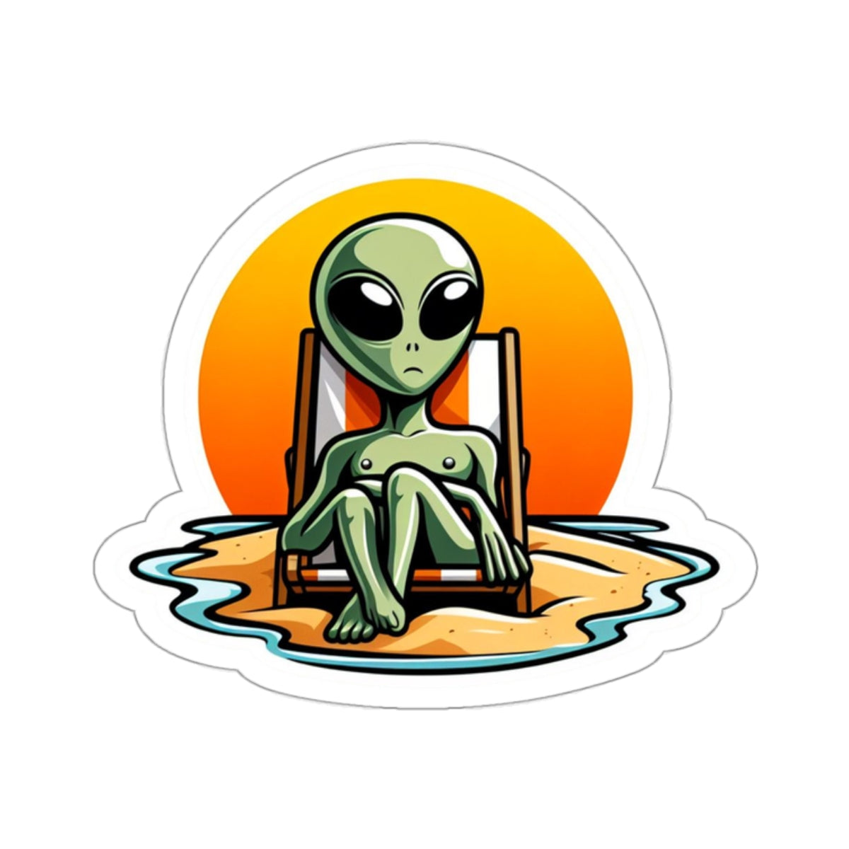 Alien at the Beach Kiss-Cut Stickers