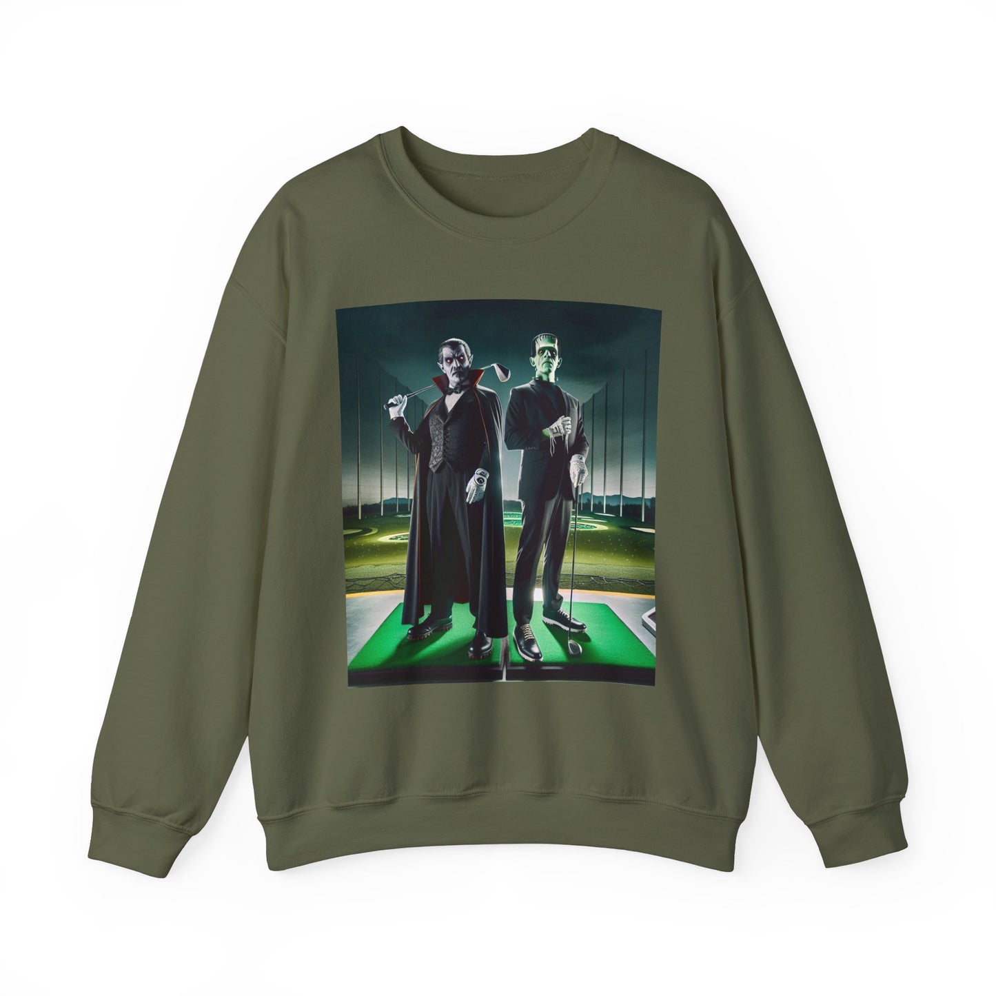 Halloween Golf Sweatshirt - Monster Duo Dracula & Frankenstein