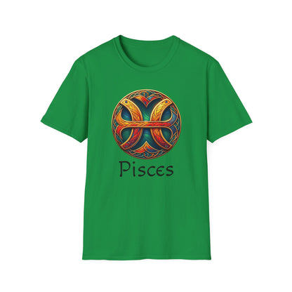 Celtic Design Astrological Symbol Unisex Soft style T-Shirt-Pisces