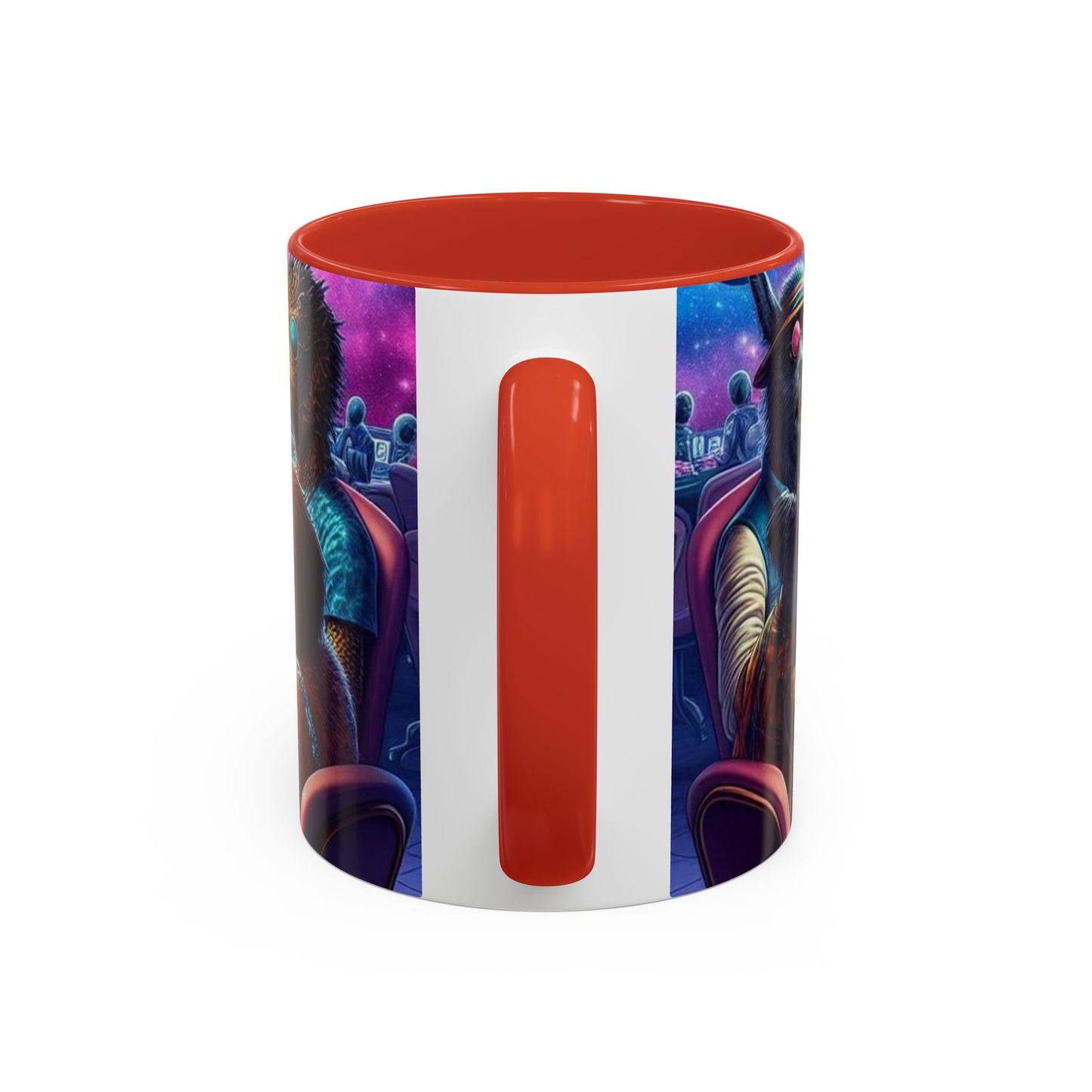 Aliens and Dogs Playing Poker Accent Coffee Mug