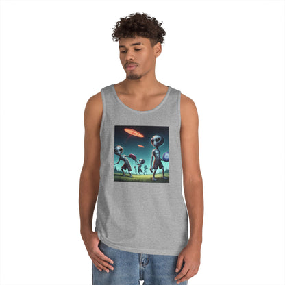 Tank Top with Aliens Playing Disc Golf Design