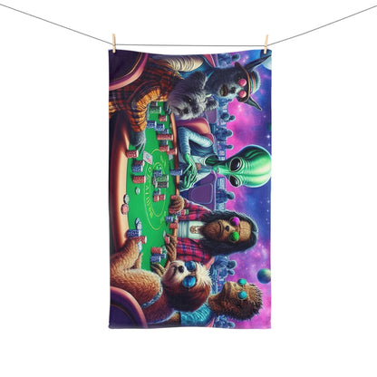 Dogs & Aliens Playing Poker Hand Towel
