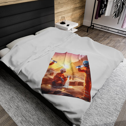 Water Break at The Pyramids of Giza Velveteen Blanket