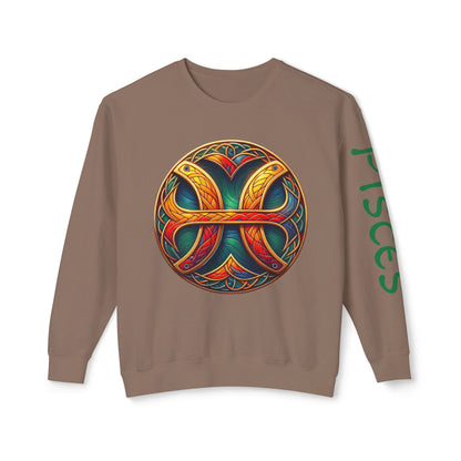 Crewneck Sweatshirt with Celtic Astrological Symbols-Pisces