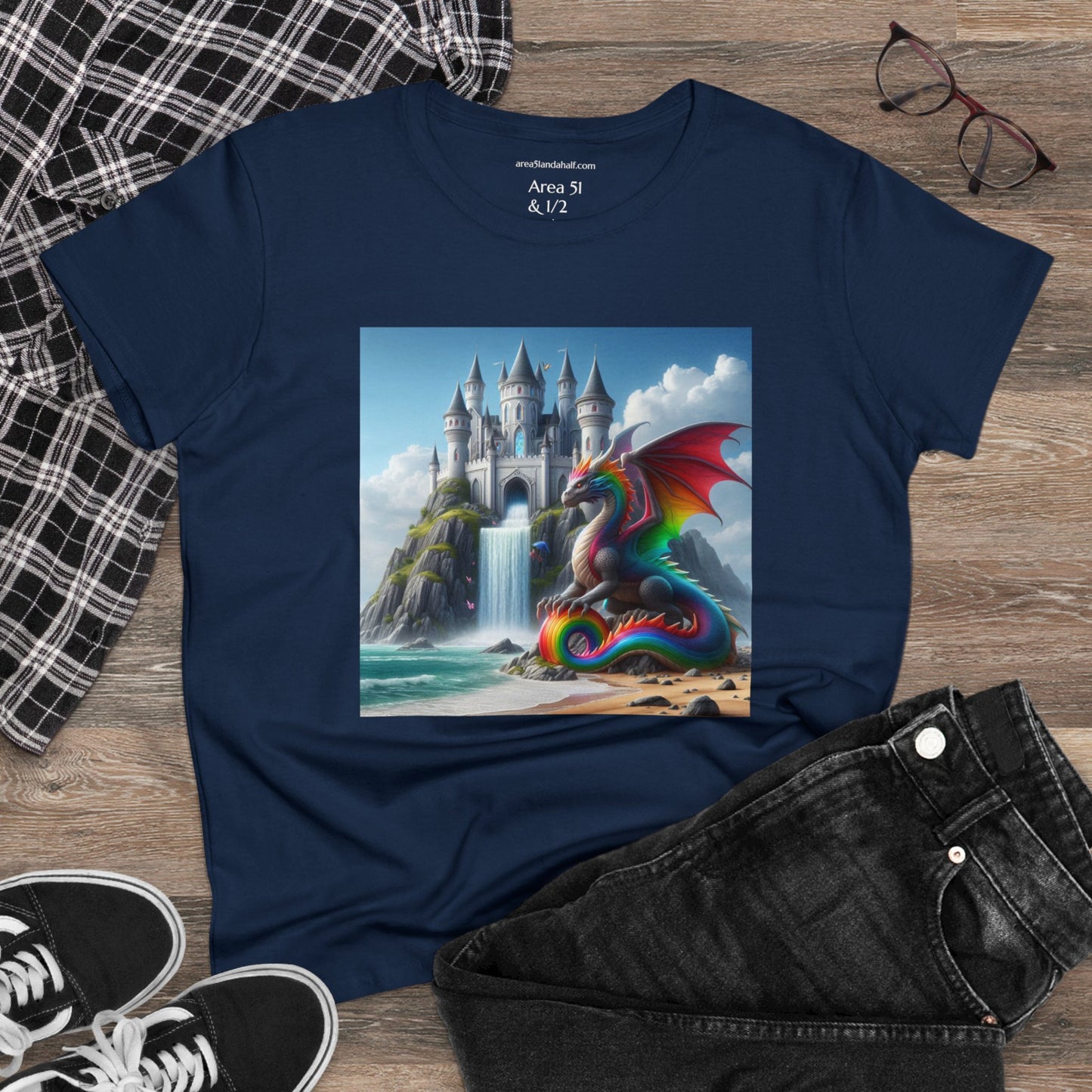 Rainbow Dragon Warrior Fitted Cotton Tee