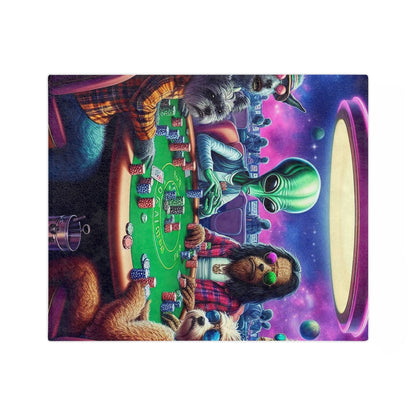 Poker Playing Dogs--with an Alien Velveteen Microfiber Blanket