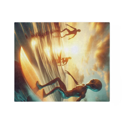 Surfing Aliens Velveteen Microfiber Blanket