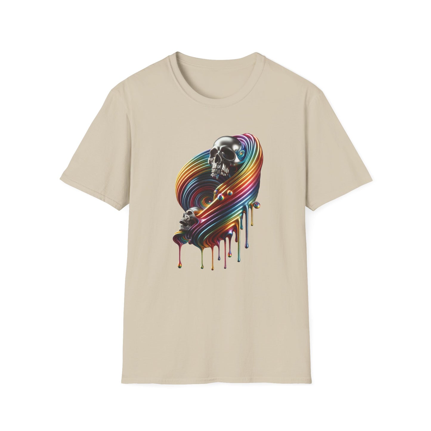 Metallic Rainbow Drip Skull T-Shirt - Gay Pride