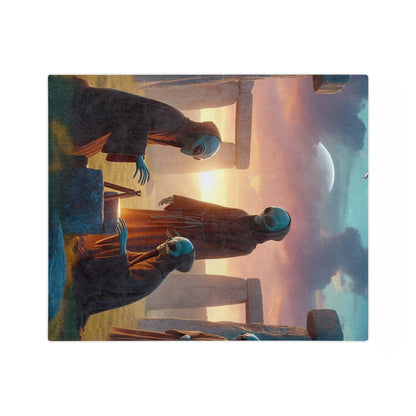 Aliens Stonehenge at Dawn Velveteen Microfiber Blanket