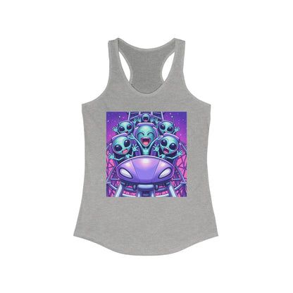 Comic Aliens on a Rollercoaster Racerback Tank