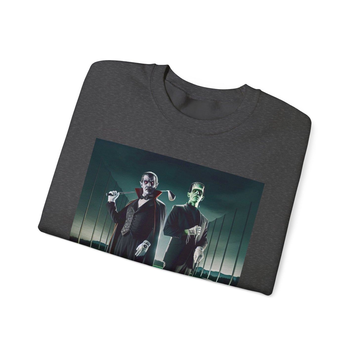 Halloween Golf Sweatshirt - Monster Duo Dracula & Frankenstein