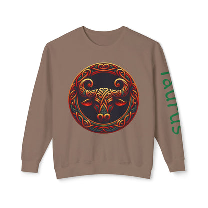 Crewneck Sweatshirt with Celtic Astrological Symbols-Taurus