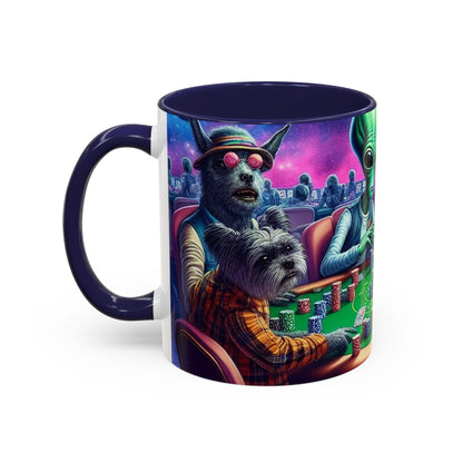 Aliens and Dogs Playing Poker Accent Coffee Mug