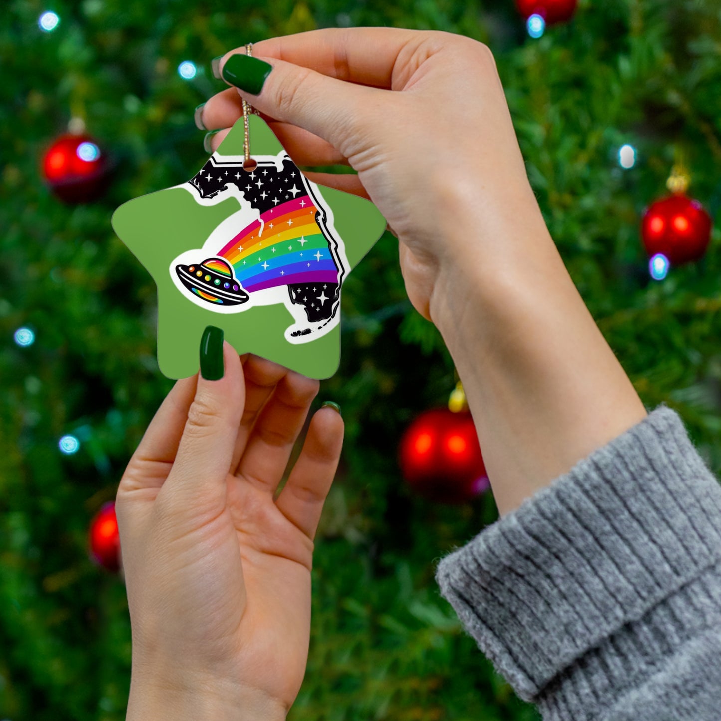 Alien Pride State ornaments Green