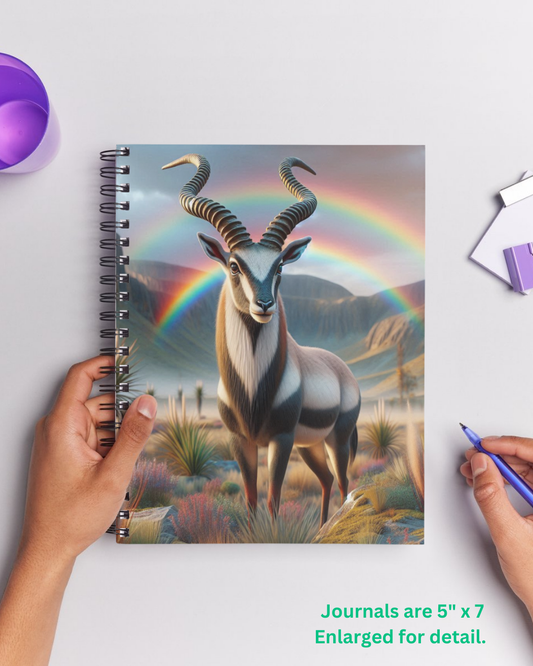 Spiral Notebook - Majestic Adax with Double Rainbow Design