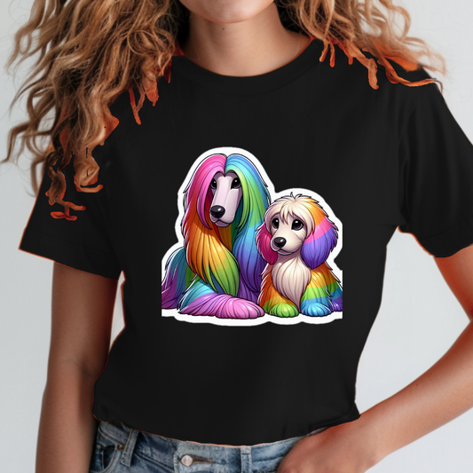Rainbow Afghan Hounds Unisex Soft T-Shirt