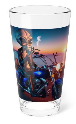 Alien Biker Pint