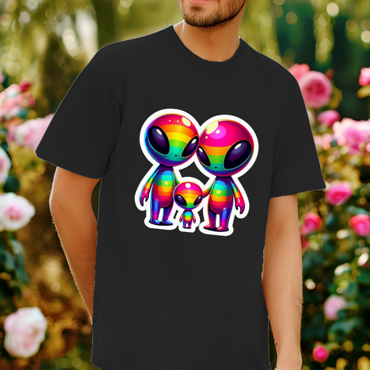 Rainbow Aliens Unisex Soft T-Shirt