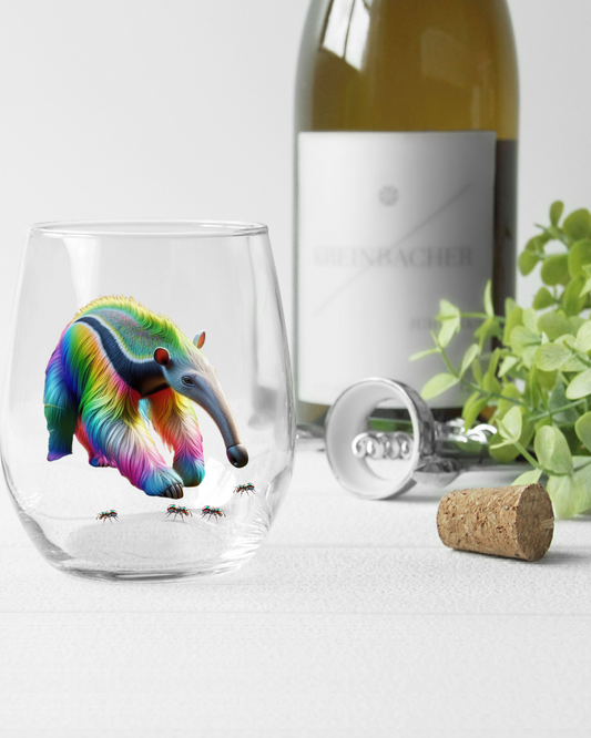 Rainbow Anteater -with ants!- Whiskey Glass