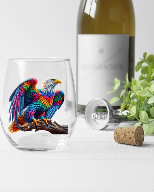 Rainbow Bald Eagle Whiskey Glass