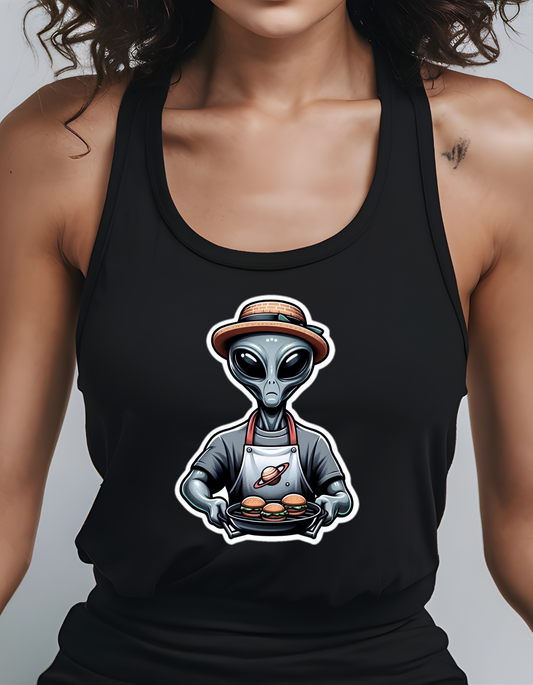 Alien Dad BBQ Racerback Tank