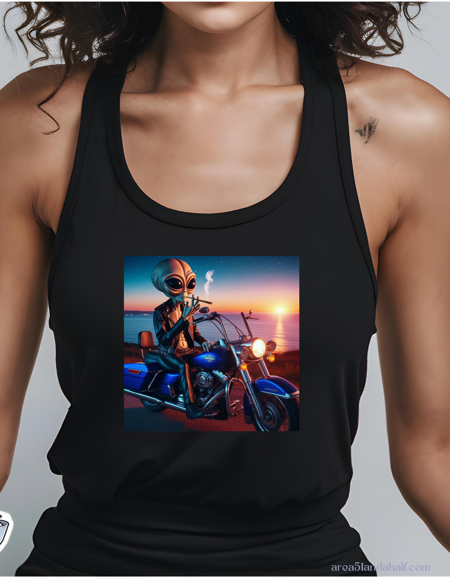 Biker Alien Racerback Tank