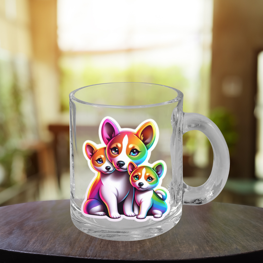 Rainbow Cartoon Basenjis Glass Mug