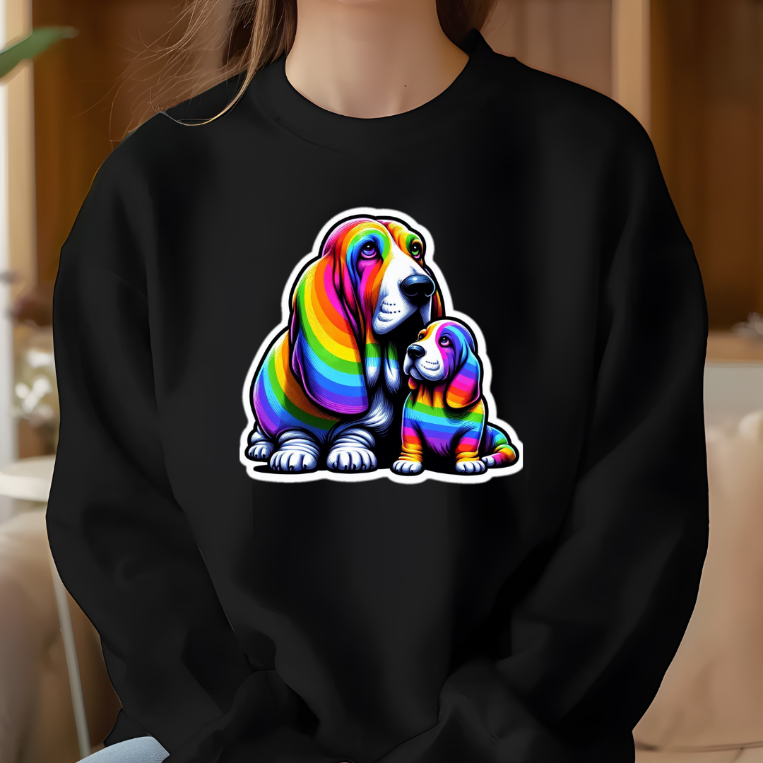 Rainbow Bassett Hounds  Crewneck Sweatshirt