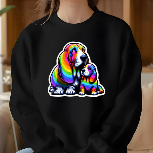 Rainbow Bassett Hounds  Crewneck Sweatshirt