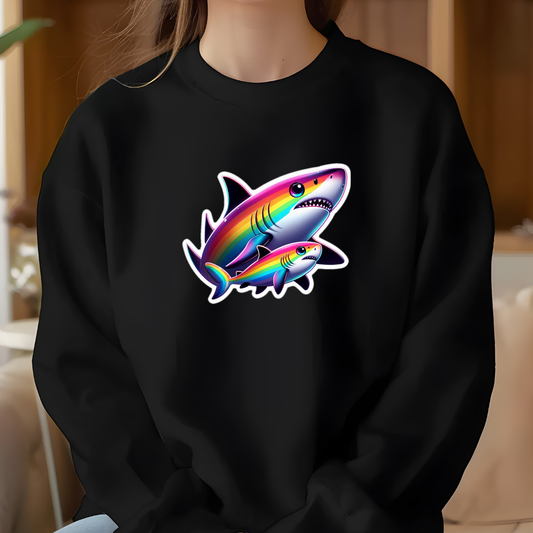 Rainbow Black Tip Shark Crewneck Sweatshirt