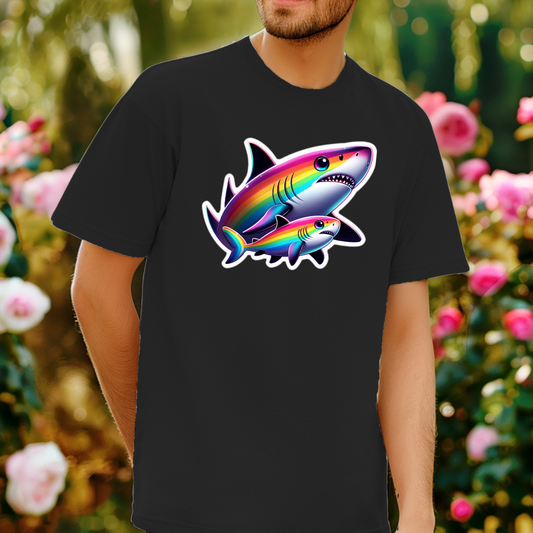 Rainbow Black-Tip Shark Unisex Soft T-Shirt