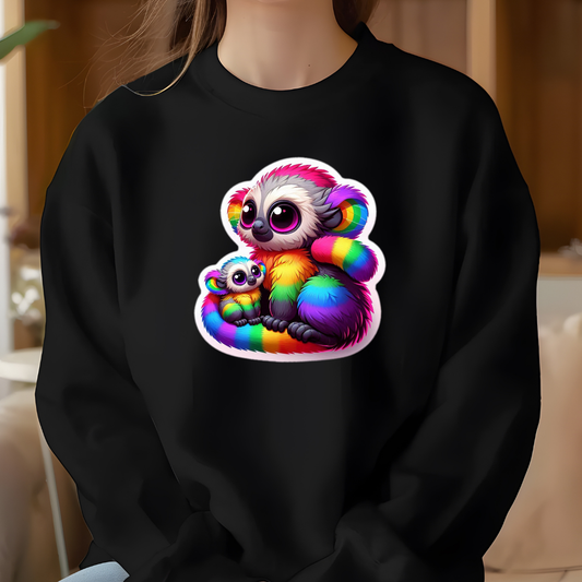Rainbow Cartoon Bush Babies  Crewneck Sweatshirt
