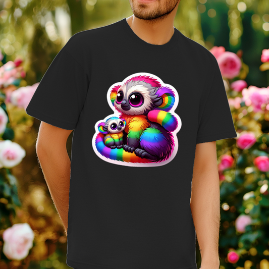 Rainbow Cartoon Bushbabies Unisex Soft T-Shirt